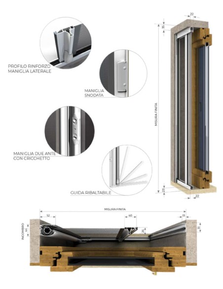 Zanzariera Laterale KLIP LATERALE a Molla su Misura per Porte-Finestre